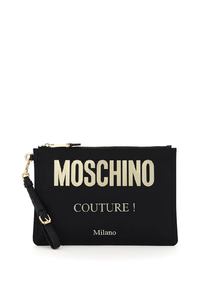 Moschino Couture Logo Clutch Bag In Black