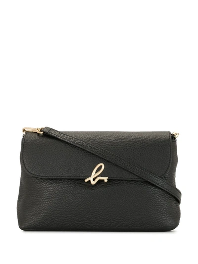 Agnès B. Pebbled Logo Crossbody Bag In Black