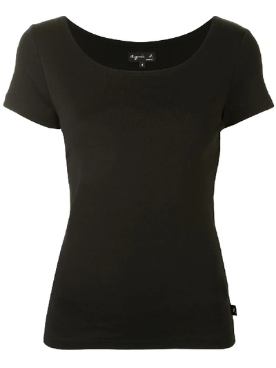 Agnès B. Le Chic Scoop Neck T-shirt In Black