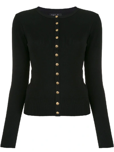 Agnès B. Button Front Jersey Top In Black