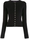 Agnès B. Button Front Jersey Top In Black