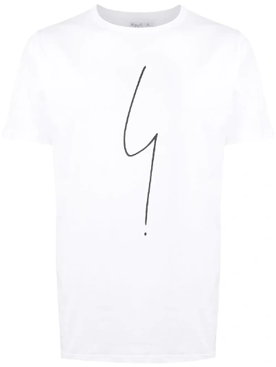Agnès B. Coulos Scribble Print T-shirt In White