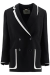 FENDI FENDI CONTRAST TRIM DOUBLE BREASTED BLAZER