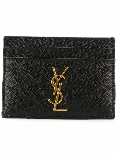 Saint Laurent Women's Monogram Matelassé Leather Card Case In Black