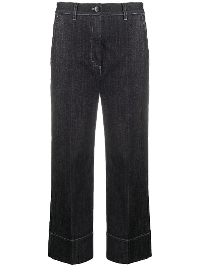 Luisa Cerano Cropped Wide Leg Jeans In Blue