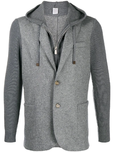 Eleventy Hooded Wool Blazer In Grey
