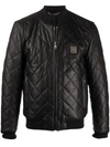 DOLCE & GABBANA QUILTED LEATHER JACKET WITH LOGO PLAQUE