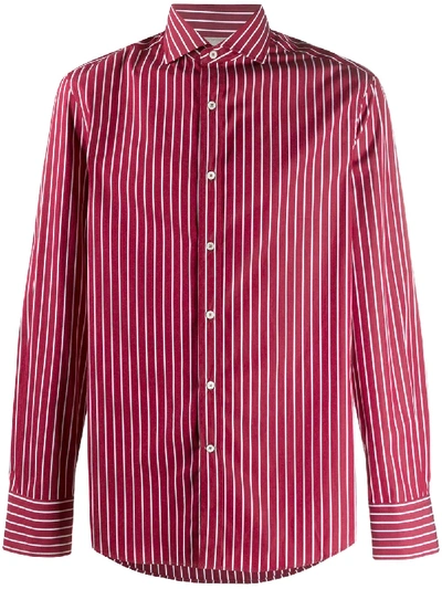 Brunello Cucinelli Striped Print Shirt In Red