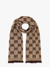 Gucci Gg-monogram Intarsia Wool Scarf In Beige