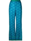 Alberta Ferretti Monogram Print Wide Leg Trousers In Blue