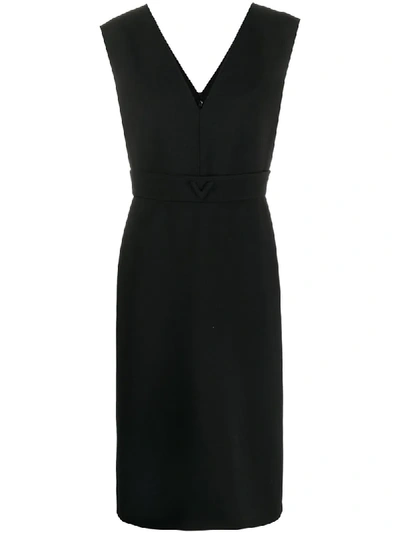 Valentino V Detail Midi Dress In Black