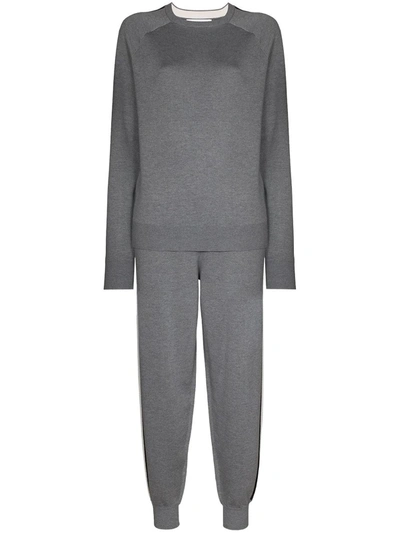 Olivia Von Halle Missy London Striped Silk-blend Sweatshirt And Track Pants Set In Grey