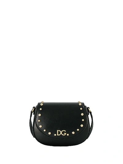 Dolce & Gabbana Kids' 铆钉皮革单肩包 In Black