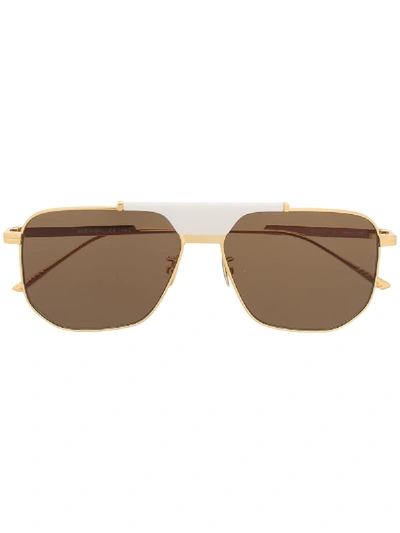 Bottega Veneta Bv1036s Hexagonal-frame Sunglasses In Gold,brown
