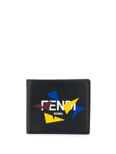 Fendi Bag Bugs Print Leather Wallet In Black