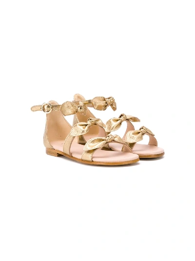 Chloé Kids' Bow-embellished Sandals In Gold