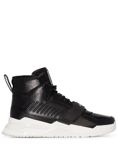 Balmain Multi-panel High-top Sneakers In Black,white