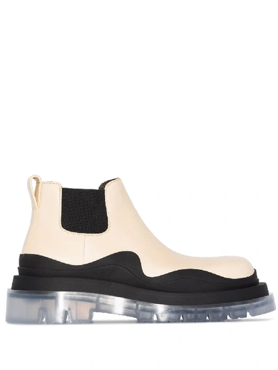 Bottega Veneta Chunky Slip-on Leather Boots In White