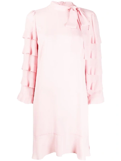 Red Valentino Ruffle-detailed Shift Dress In Pink