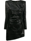 Saint Laurent Women's Snakeskin-print Gathered Mini Dress In Black