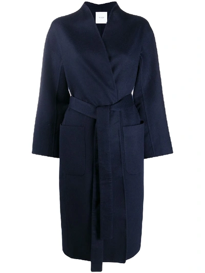 Agnona Tie-waist Cashmere Coat In Blue
