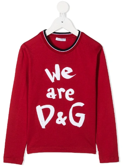 Dolce & Gabbana Kids' 'we Are D&g' Logo Sweatshirt In Red