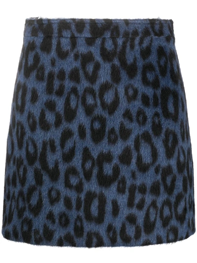Andamane Leopard-print Felt Mini Skirt In Blue