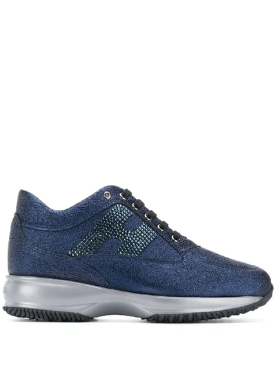 Hogan Crystal-embellished Sneakers In Blue