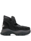 Mou Chunky Eskimo Sneake Low Heels Ankle Boots In Black Leather In Black