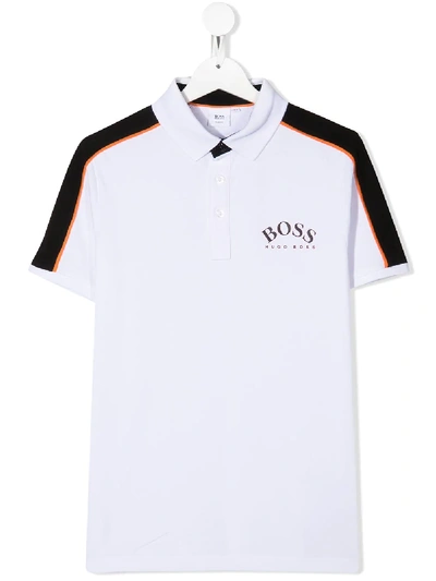 Hugo Boss Kids' Logo-print Polo Shirt In White