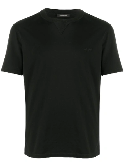 Ermenegildo Zegna Embroidered Logo T-shirt In Black