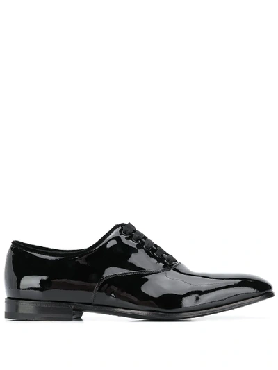 Ferragamo Men's Belshaw Patent Lace-up Balmoral Dress Shoe In Black