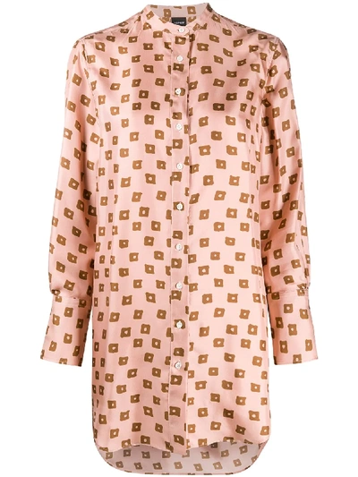 Aspesi Geometric-pattern Silk Shirt In Pink