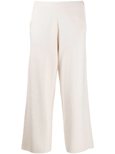 Allude High-rise Flared Knitted Trousers In Neutrals