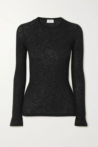 Saint Laurent Ribbed Cotton-jersey Top In Black