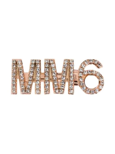 Mm6 Maison Margiela Crystal-embellished Hair Clip In Gold