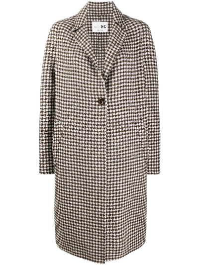 Manzoni 24 Houndstooth-check Single-breasted Coat In Neutrals