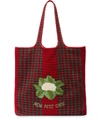 GUCCI CAULIFLOWER EMBROIDERED HOUNDSTOOTH TOTE BAG