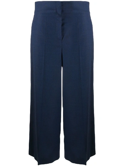 Odeeh Cropped Wide-leg Trousers In Blue