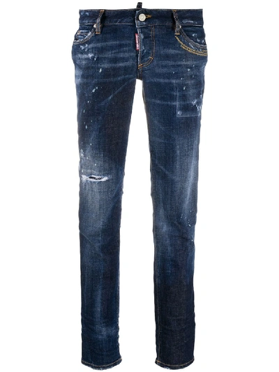 Dsquared2 Stonewashed Bootcut Jeans In Blue