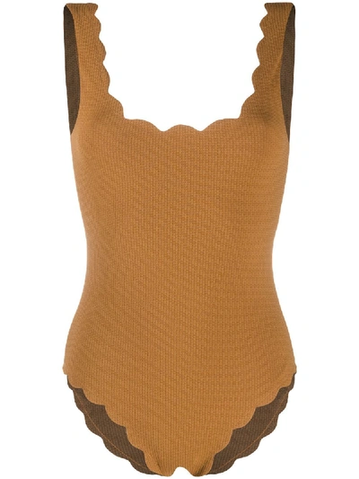 Marysia Scallop Edged Swimsuit In Brown