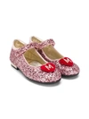 MONNALISA GLITTER RHINESTONE LOGO BALLERINAS