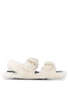 Marni Fussbett Light Two-buckle Shearling Sandals In White