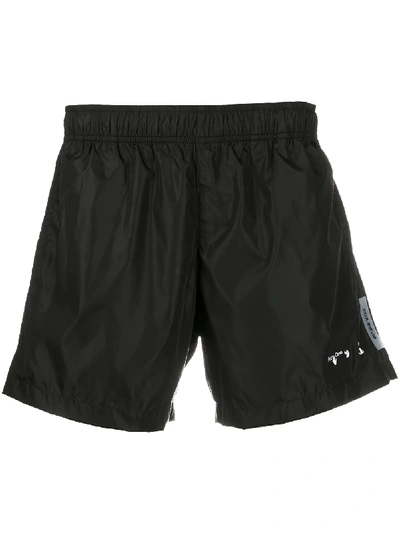 Off-white Logo-print Swim Shorts In Black