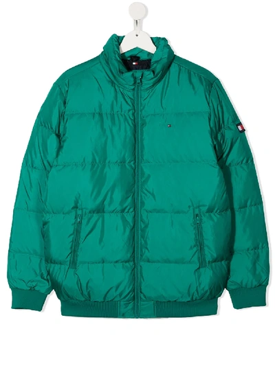 Tommy Hilfiger Junior Kids' Rear Logo Padded Jacket In Green