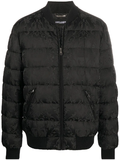 Dolce & Gabbana Padded Bomber Jacket In Black