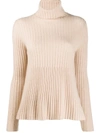 ALLUDE RIBBED-KNIT TURTLENECK JUMPER