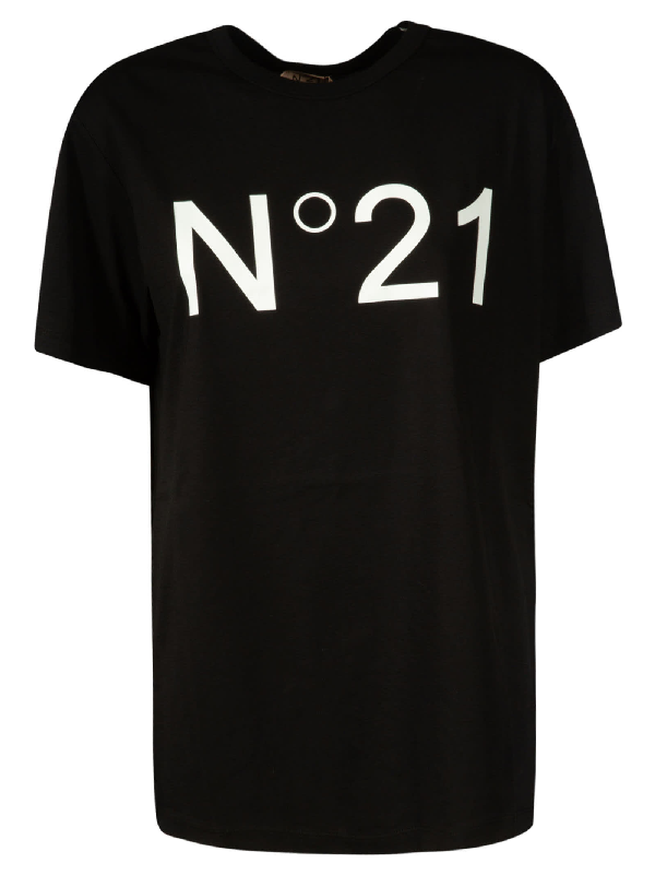 N°21 Logo Print T-shirt In Black | ModeSens