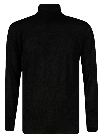 Maison Flaneur Stand-up Neck Sweater In Black