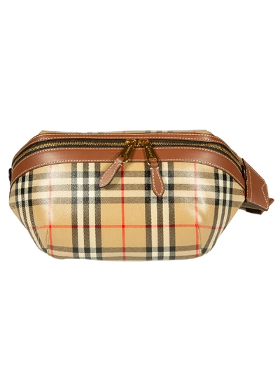 Burberry Checked Print Belt Bag In Beige/brown